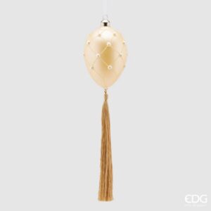 Ovo Decorativo Vidro c/ Pérolas - Amarelo - Image 1