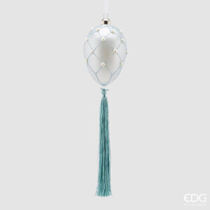 Ovo Decorativo Vidro c/ Pérolas - Azul - Image 1