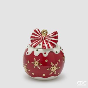 Pote de Armazenamento Bola de Natal Laço Riscas Grande