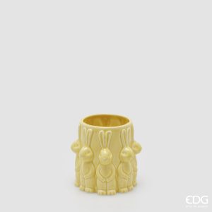 Vaso Coelho Páscoa Cilindro Pequeno - Amarelo