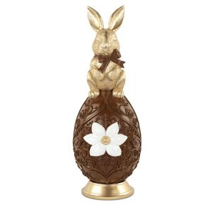 Ovo Grande Decorativo c/ Coelho Marrone-Oro