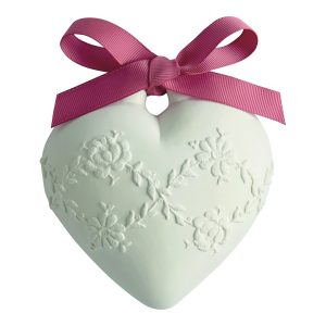 Grande Coração Bordado Perfumado - Flor de Cerejeira
